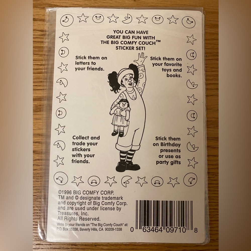 Vintage The Big Comfy Couch Stickers Lot 3 New Unopened Packs 12 Sheets 1996 - Picture 3 of 3
